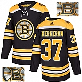 Bruins 37 Patrice Bergeron Black With Special Glittery Logo Adidas Jersey,baseball caps,new era cap wholesale,wholesale hats